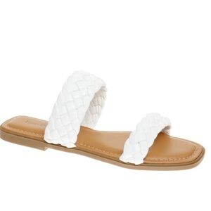 Pierre Dumas white braided sandals, size 10, Brand new in box!